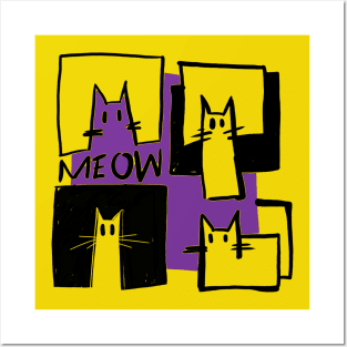 geometric cats Posters and Art